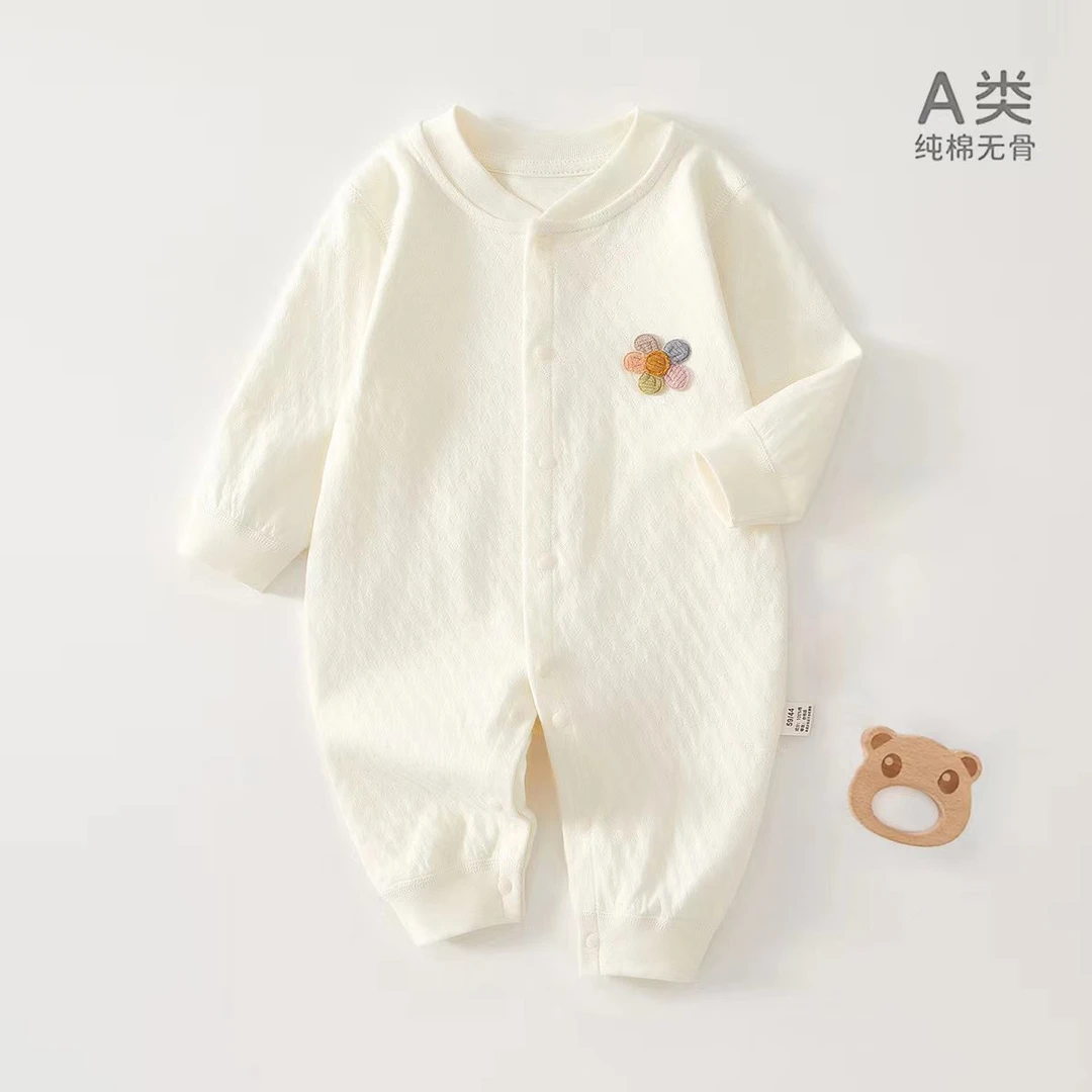 婴儿四季连体衣春款纯棉贴身打底衣新生儿哈衣爬爬服宝宝睡衣外出