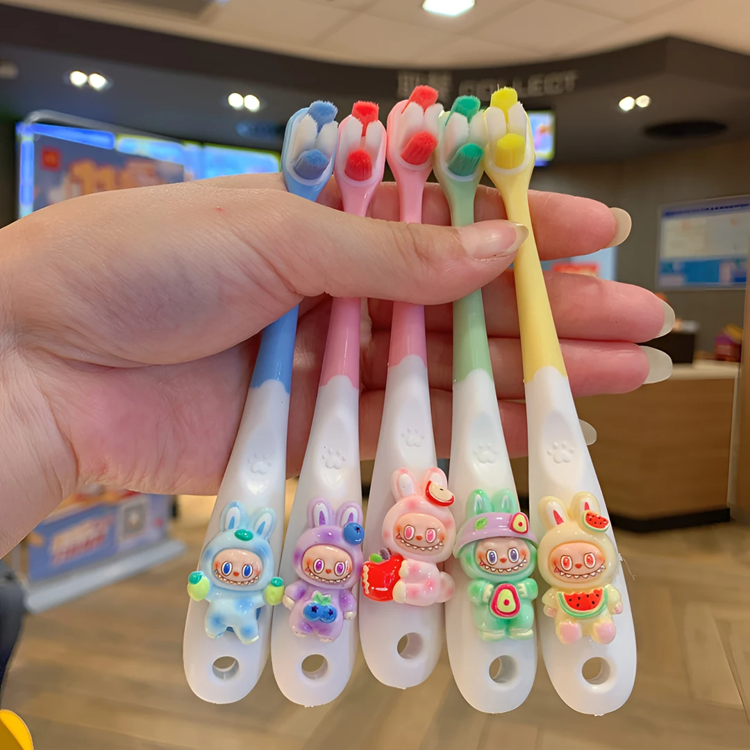 【5支装】2-10岁儿童软毛牙刷卡通拉布布万毛柔软刷毛超细护龈牙刷