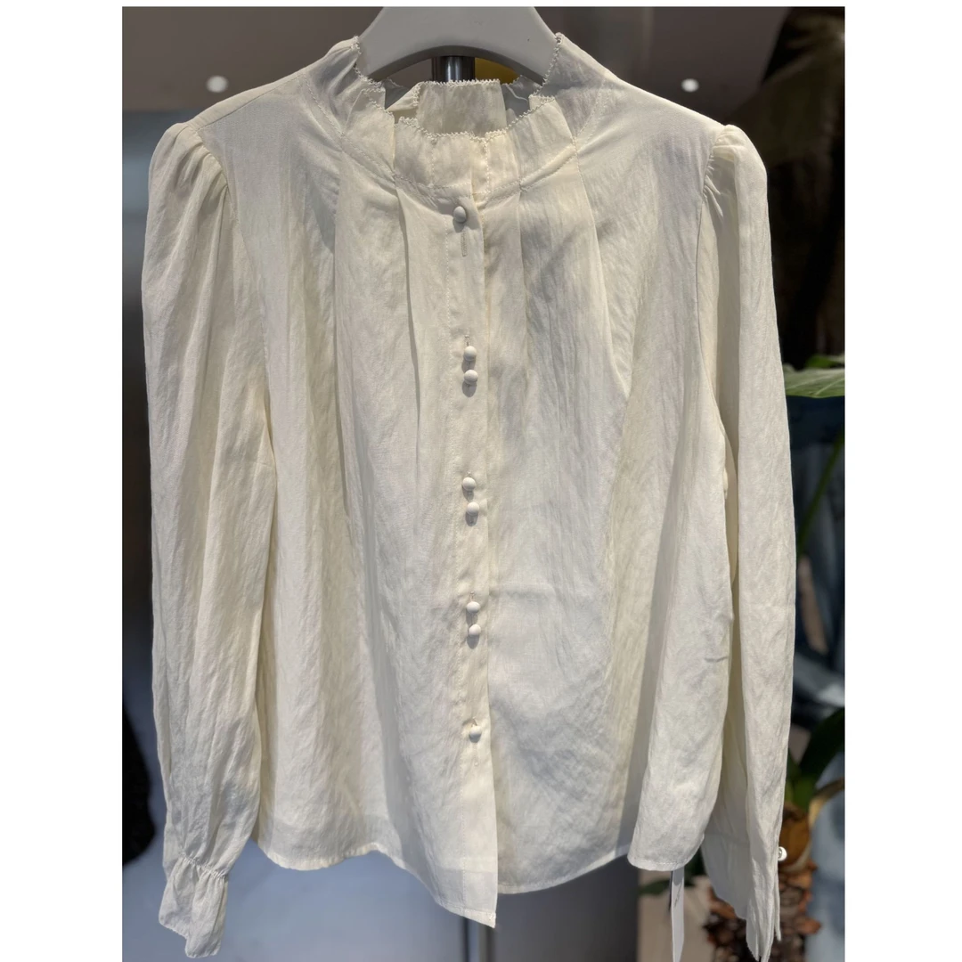 春季韩版简约时尚休闲百搭宽松显瘦立领衬衫内搭上衣【宛若】