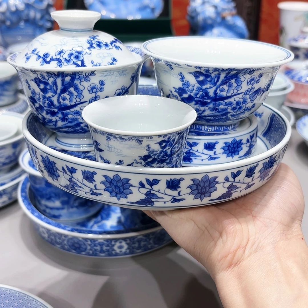 盖碗开***果景德镇高温茶具