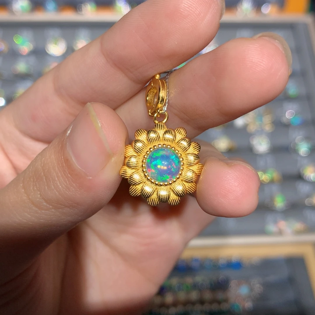 银S925镶嵌欧泊欧泊吊坠y