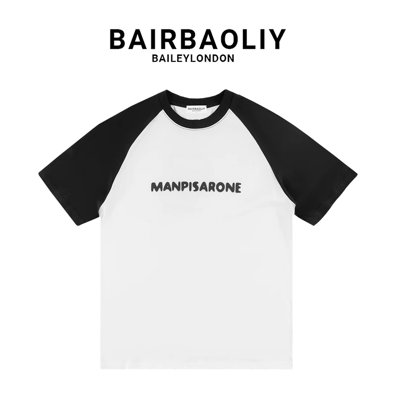 BAIRBAOLIY春夏立体印花时尚拼接男装男士短袖T恤上衣透气休闲