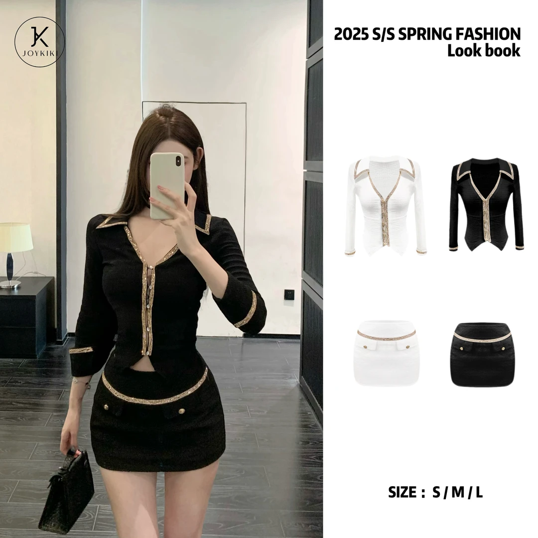 【JOYKIKI 清清!】【嗲御姐系】纯欲气质千金中袖上衣半裙套装J25A414