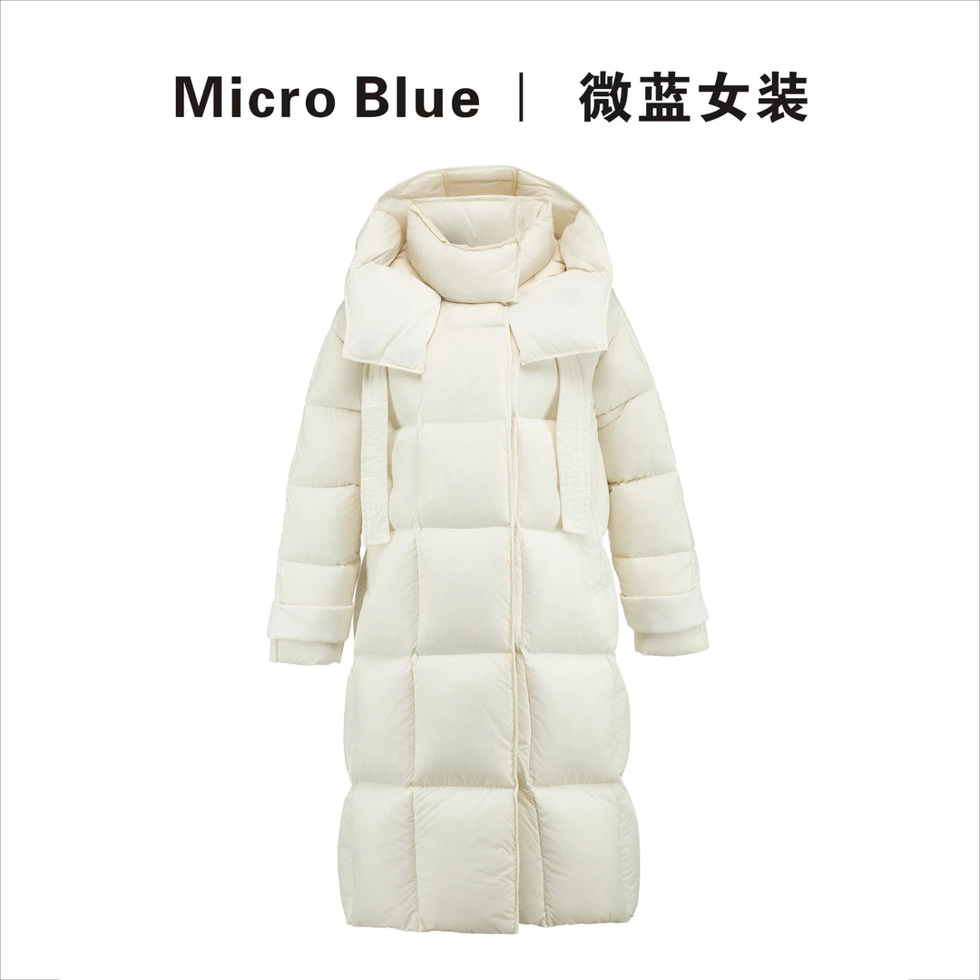 【大方格】2025秋冬新款磁吸扣连帽90鹅绒服长款羽绒服
