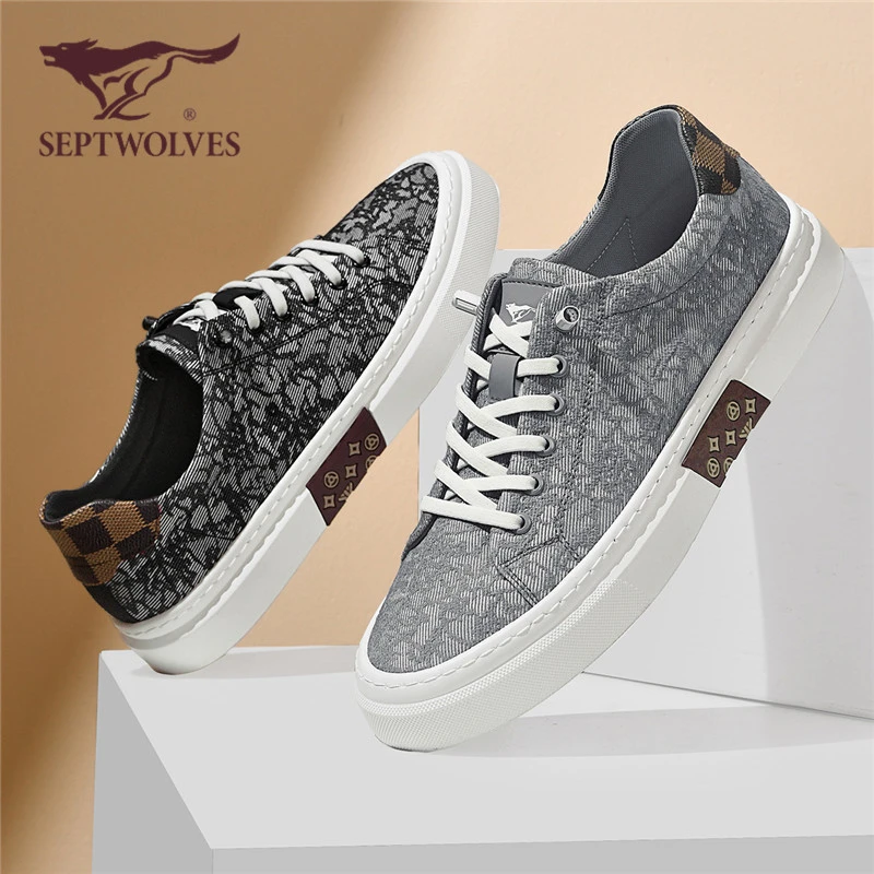 七匹狼正品男鞋秋季薄款透气潮流百搭休闲板鞋男布鞋一脚蹬帆布鞋