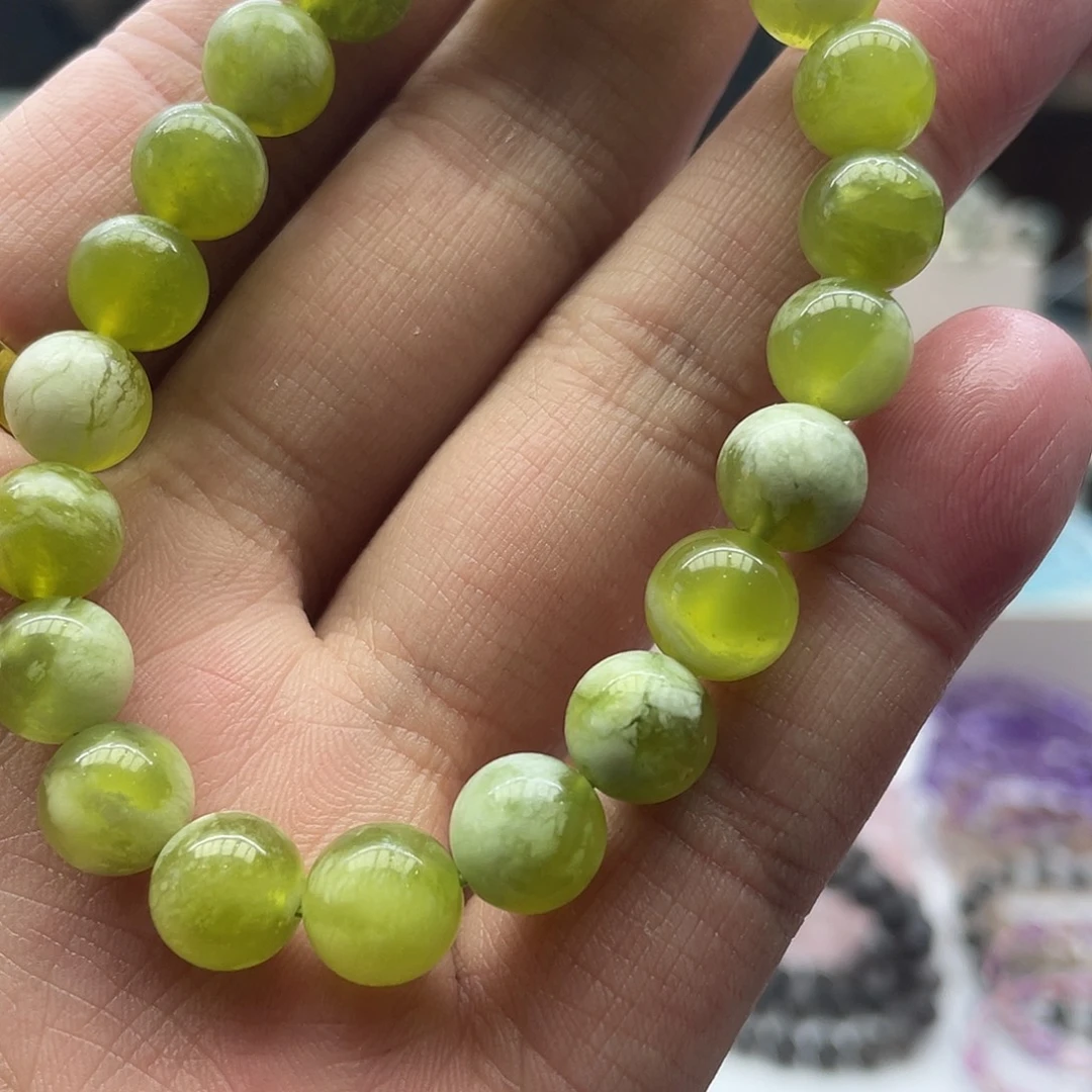 手链未镶嵌水晶9mm左右岫玉手串