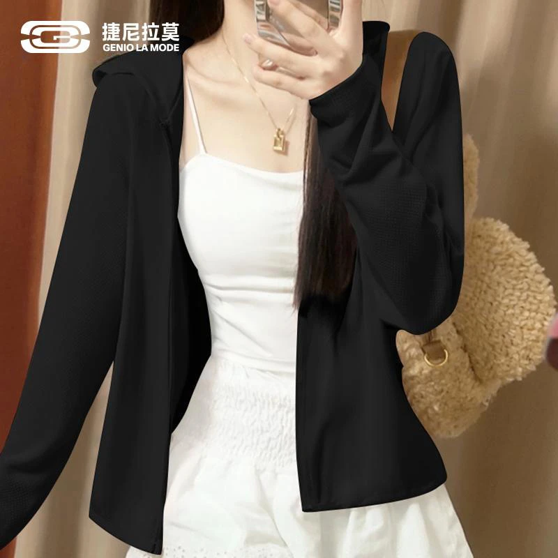 【敖瑞鹏代言】夏季2025新款女防晒服外套冰丝凉感开衫长袖连帽白呼