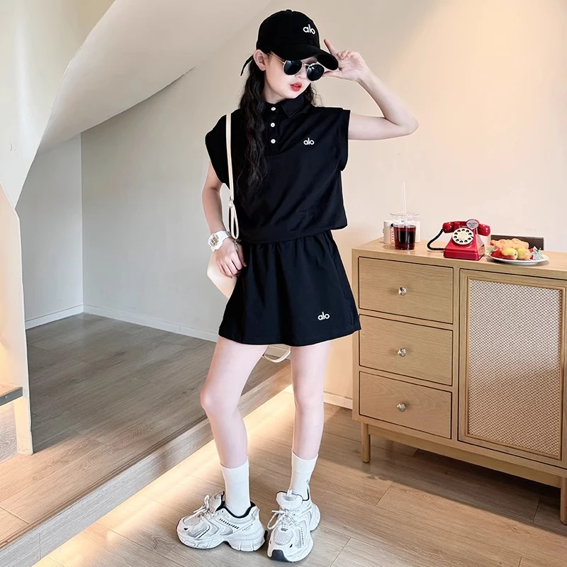 女童夏装套装2025新款儿童洋气韩系穿搭女大童夏季时髦短裙两件套