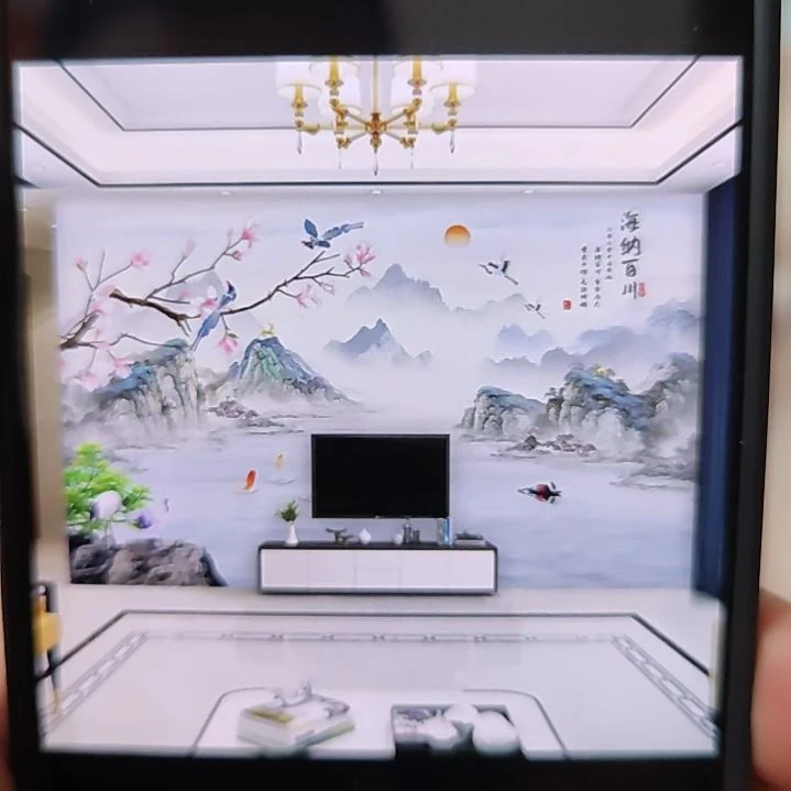用***8客厅电视墙壁画壁布材质