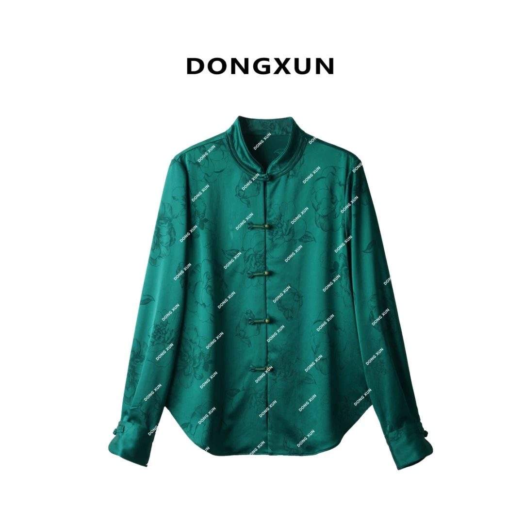 【绿牡丹】重磅醋酸春季新款衬衫百搭打底DX25AS008绿色衬衫