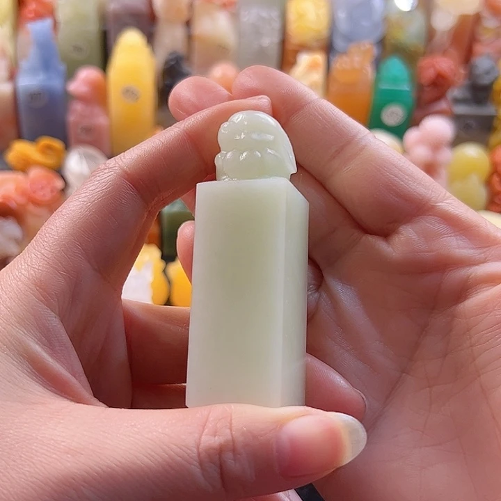 青田石印石白*手工定制2.1厘米兔子