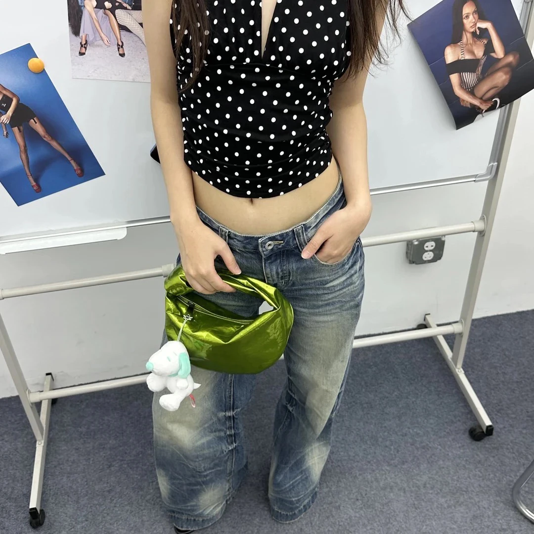 95新 BOTTEGA VENETA/葆蝶家 只盒/金属液态绿miniJodie手提包