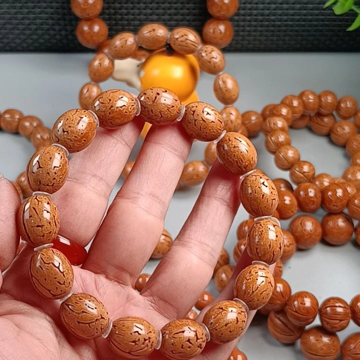小***粉桃核手串铁籽鸡蛋黄鸽子蛋13