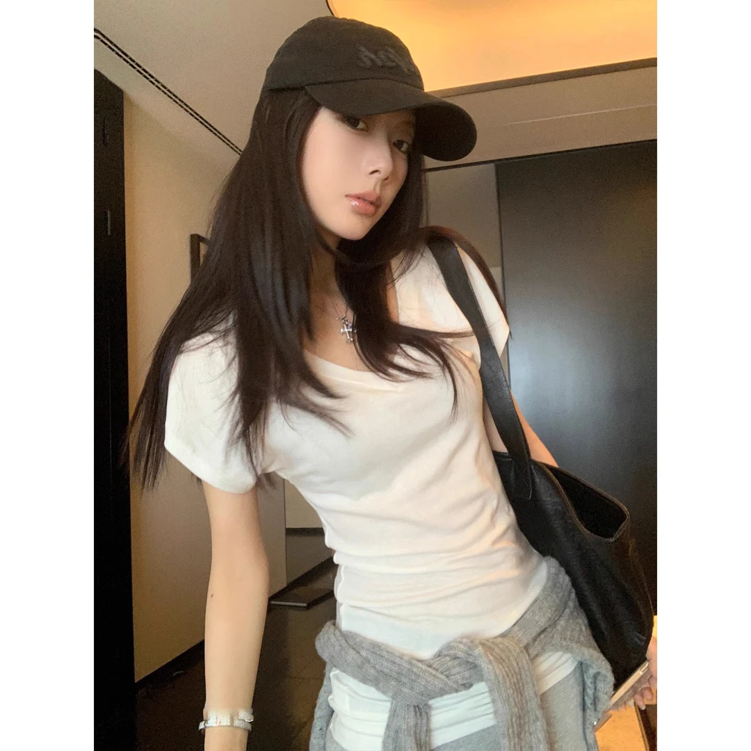 莱赛尔短袖T恤女宽松薄款百搭v领显瘦上衣