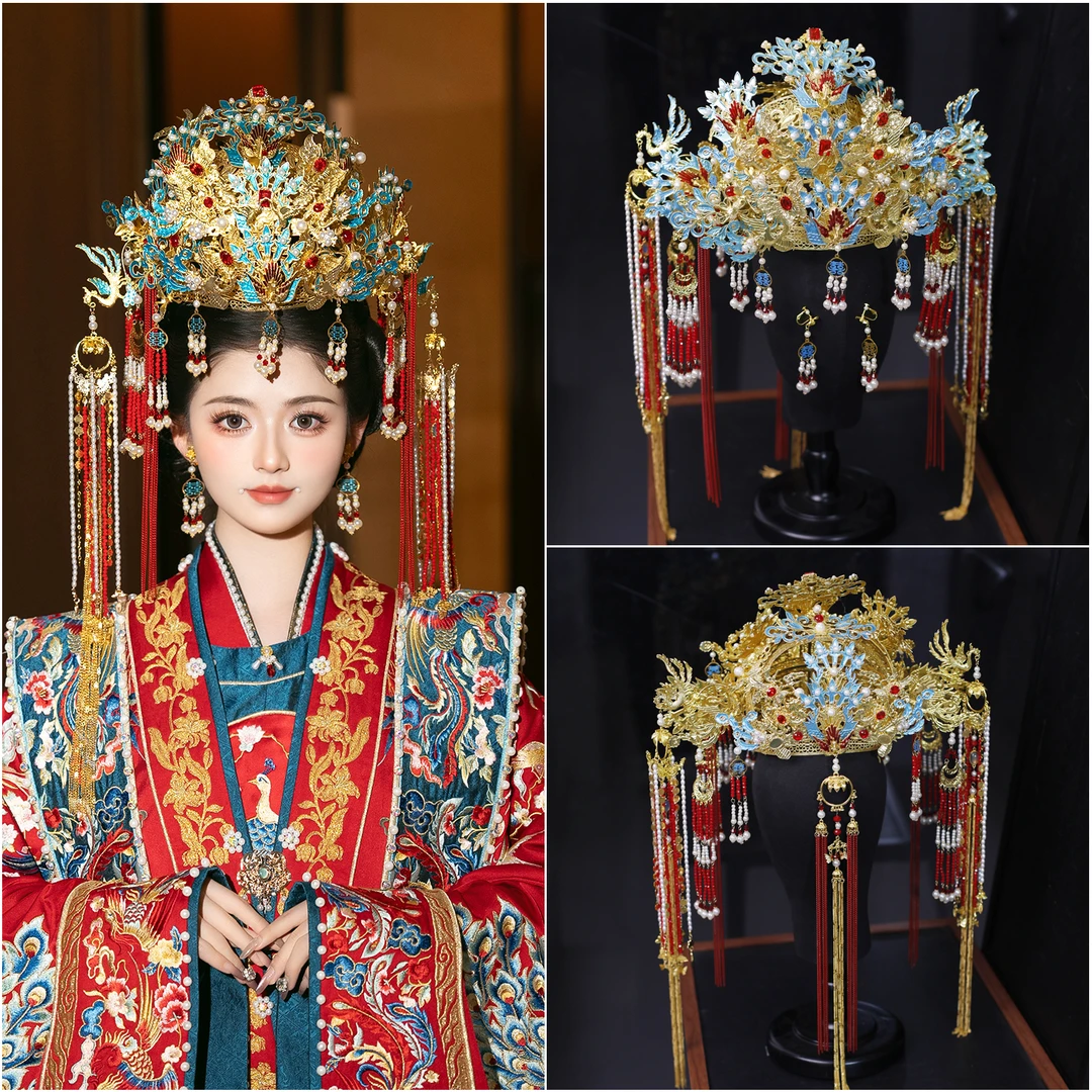 新款新中式婚礼奢华大凤冠古装发饰复古汉服新娘传统龙凤褂头饰品