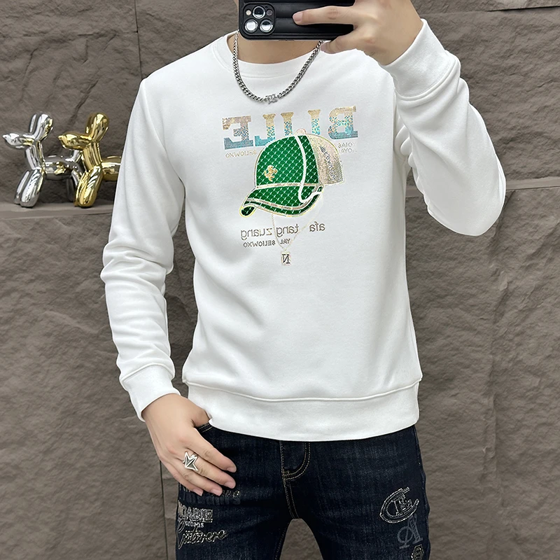 秋季卫衣2025新款男士潮ins圆领加厚上衣印花设计高级感衣服潮流