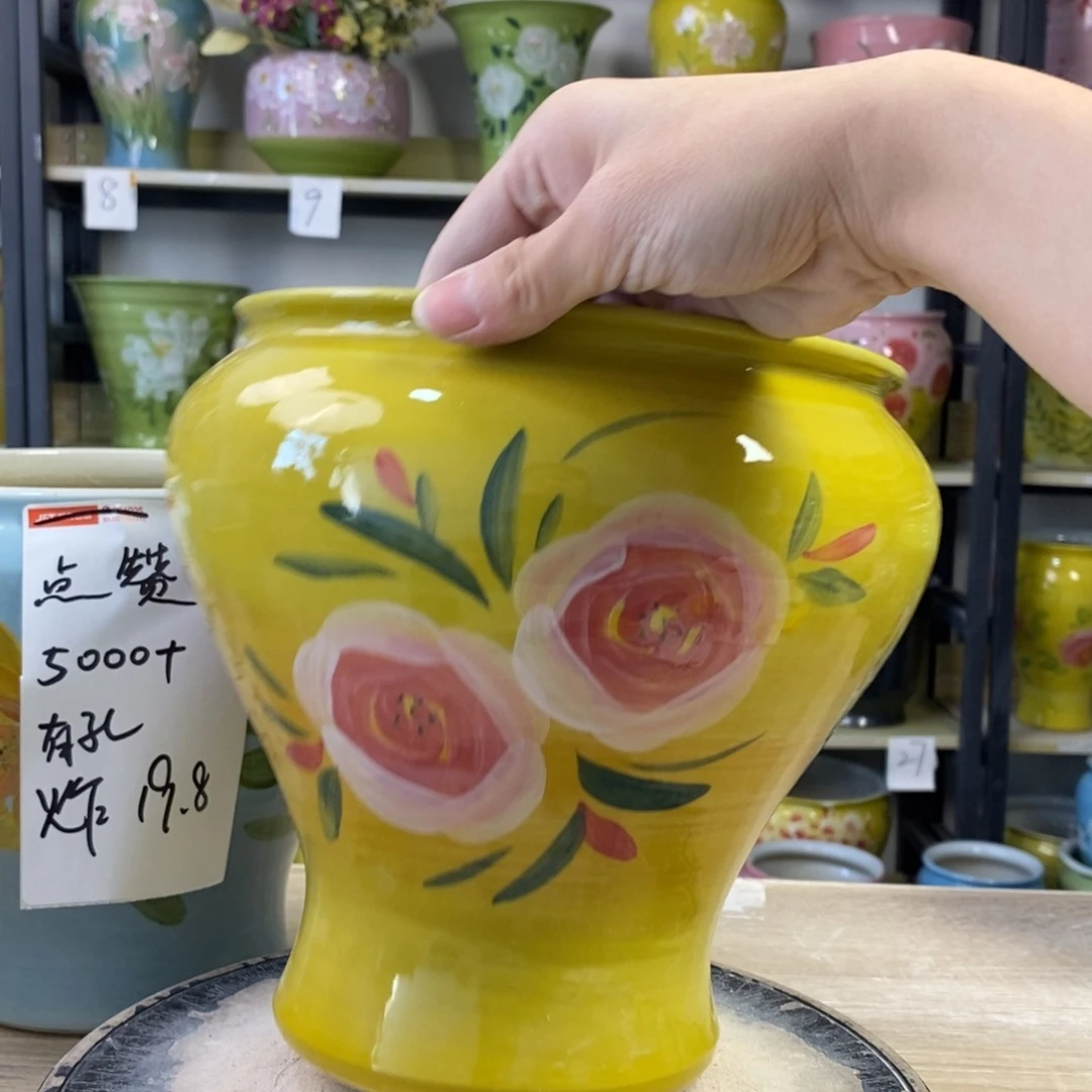 景德镇手工手绘陶瓷花盆
