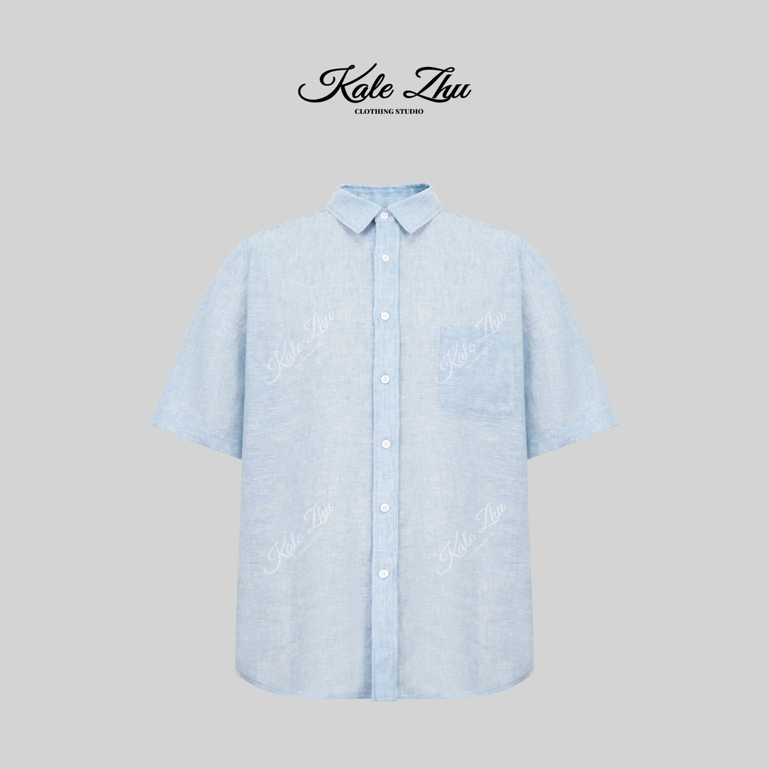 【KALE ZHU】”纯亚麻“高级感口袋款短袖衬衫 KZZA2S506