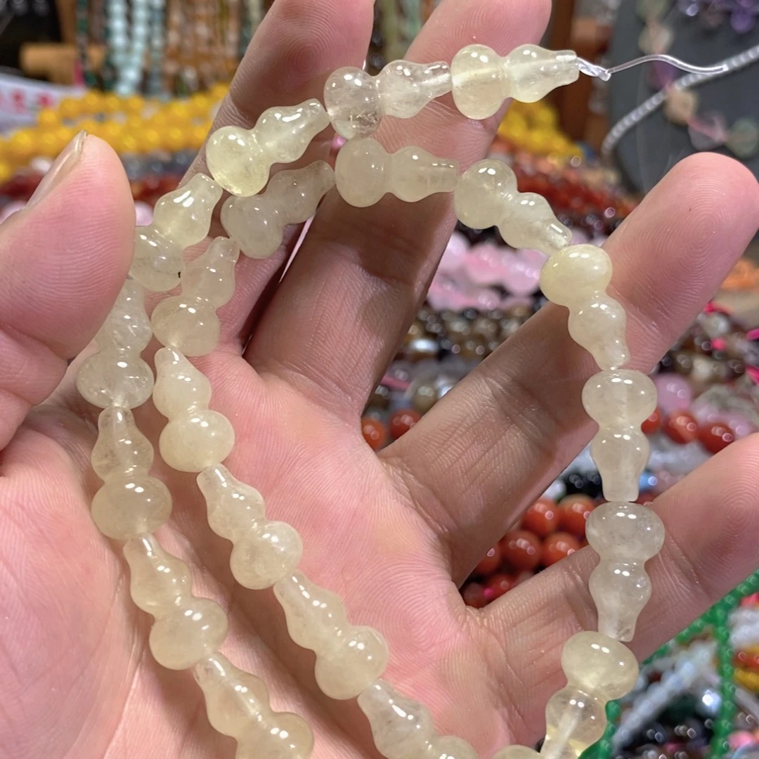 未镶嵌玛瑙/玉髓珠宝半成品天然柠檬水晶葫芦一条卡10mm
