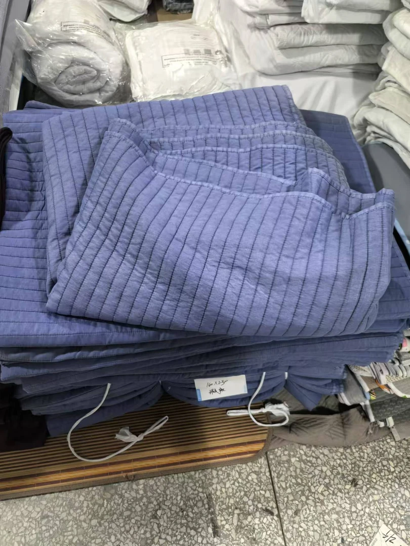 《厚广家》3楼160×230宝蓝色条纹款水洗棉床盖 薄款瑕疵 发1张2.3斤