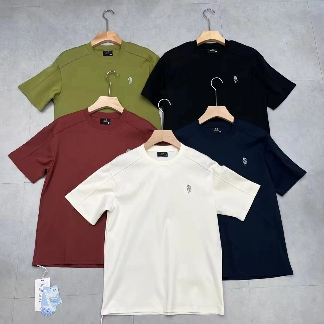 圆领日常休闲薄款时尚印花厚T恤纯色男款夏季商务简约男装2520