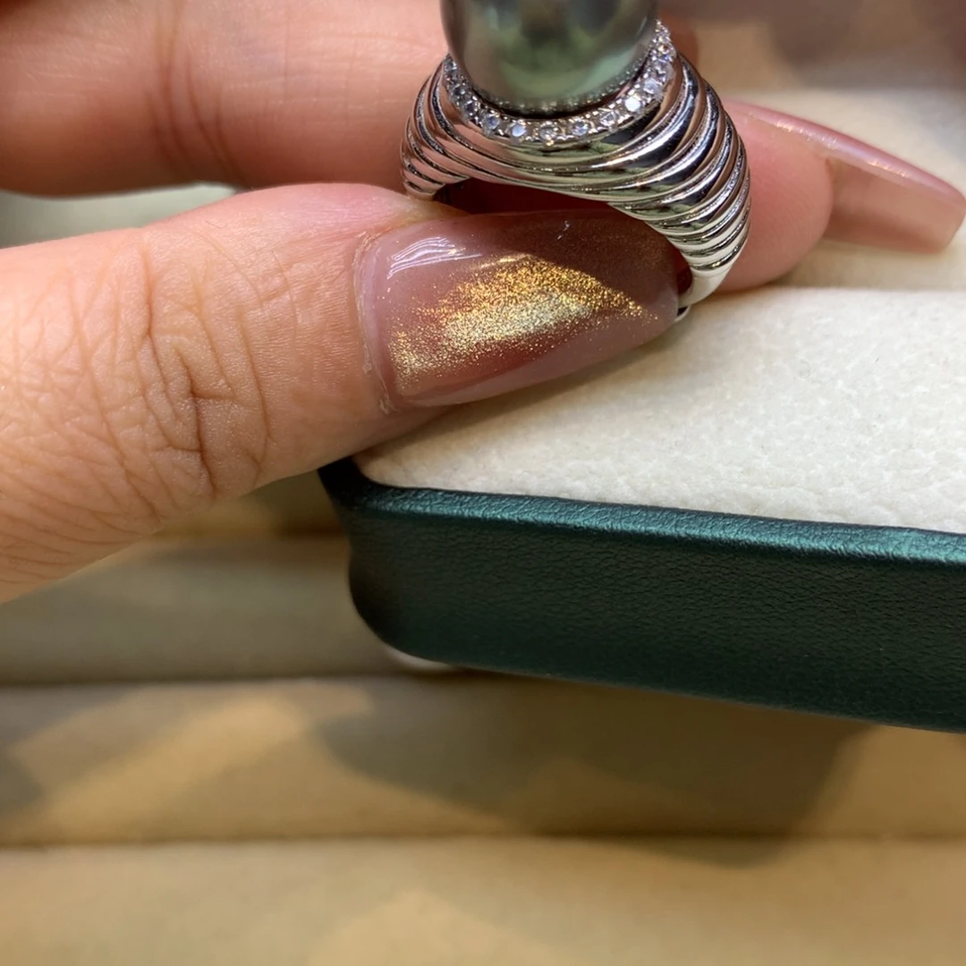 银S925镶嵌戒指海水珍珠