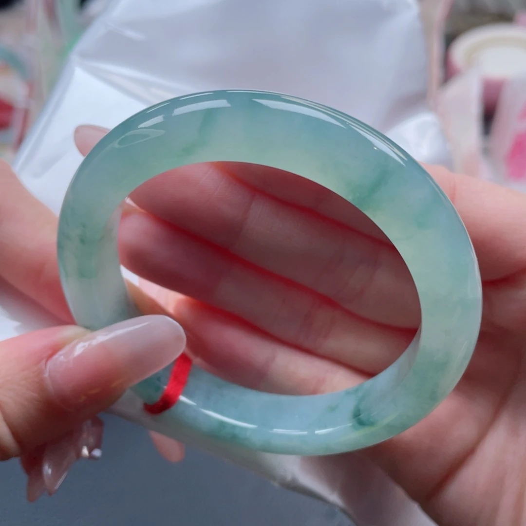 未镶嵌手镯翡翠53.9满圈飘翠 端庄大气显优雅 19号