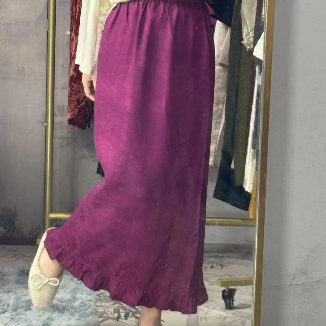 100桑蚕丝！乌梅子酱色！特调扎染香云纱花瓣裙