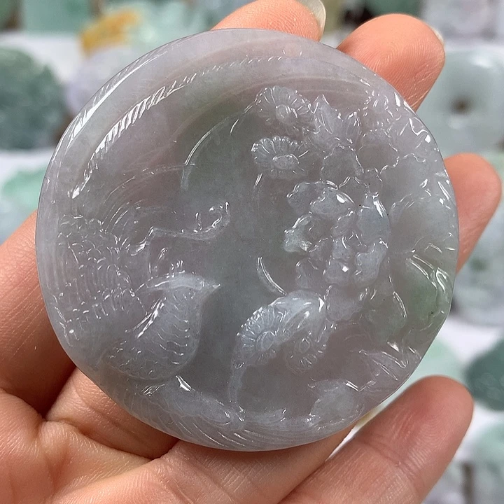 翡翠未镶嵌颈饰凤穿牡丹福利