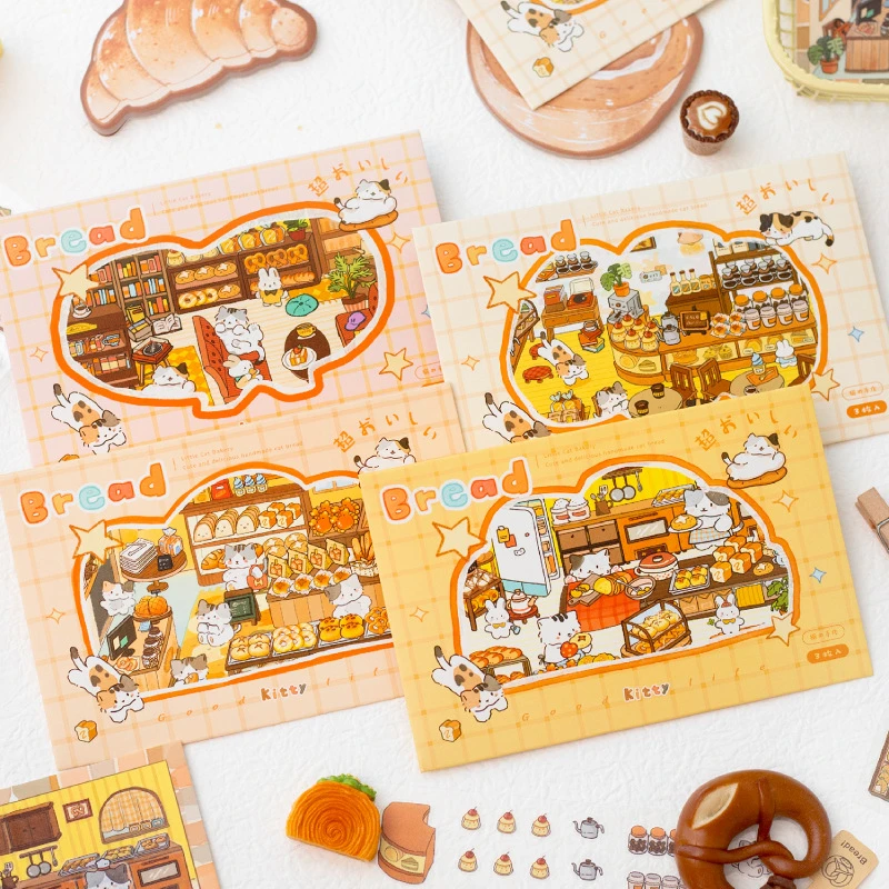 【暮光-小猫咪面包工坊系列】卡通萌宠儿童造景手工手帐DIY装饰贴