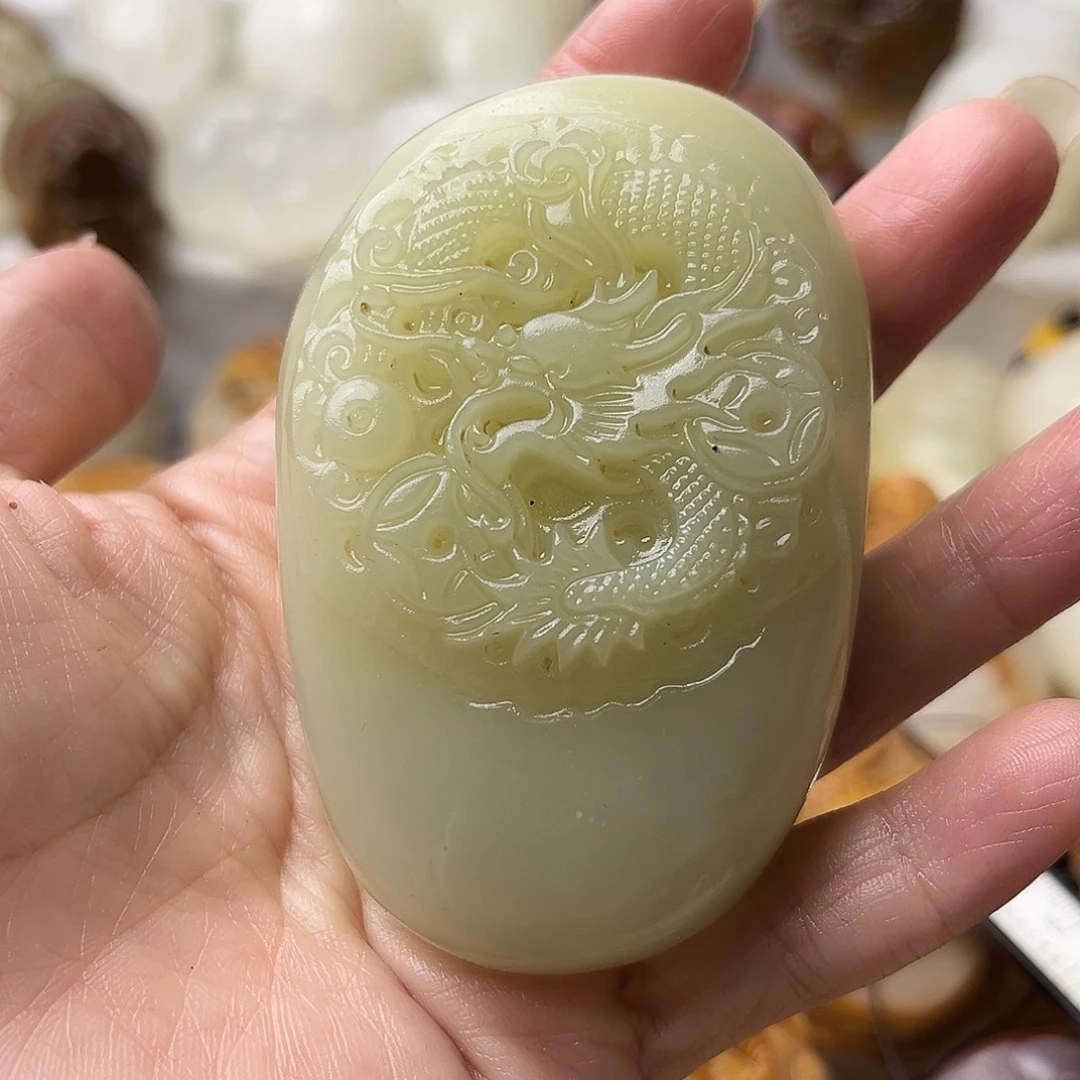 石材方解石手把摆件不退换龙