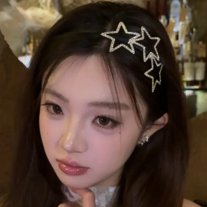Y2K女孩发箍！镂空水钻星星发箍精致发卡外出甜酷百搭少女发饰