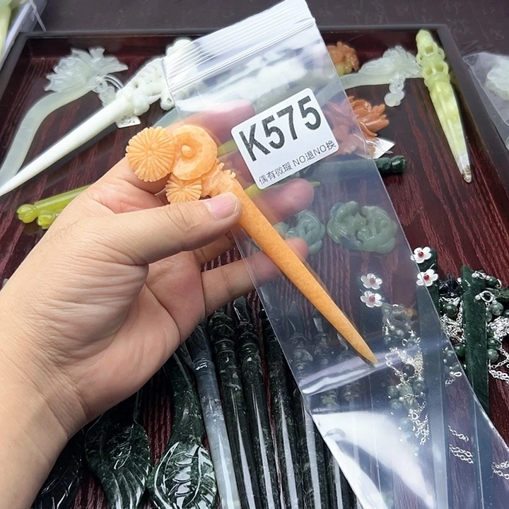 蛇纹石玉发饰合金兰