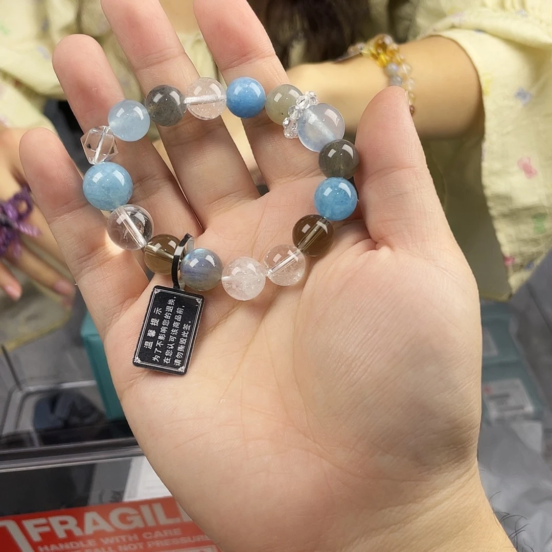 水晶手串银S925镀金镶嵌