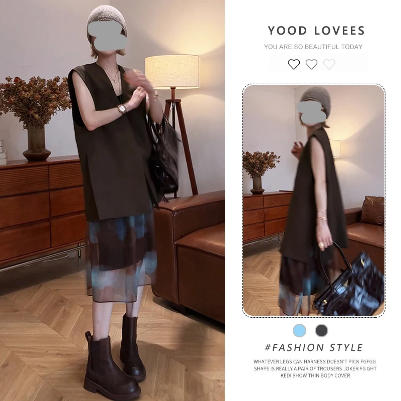 韩系设计感马甲半裙两件套2025夏季新款高级感气质时尚小众套装女