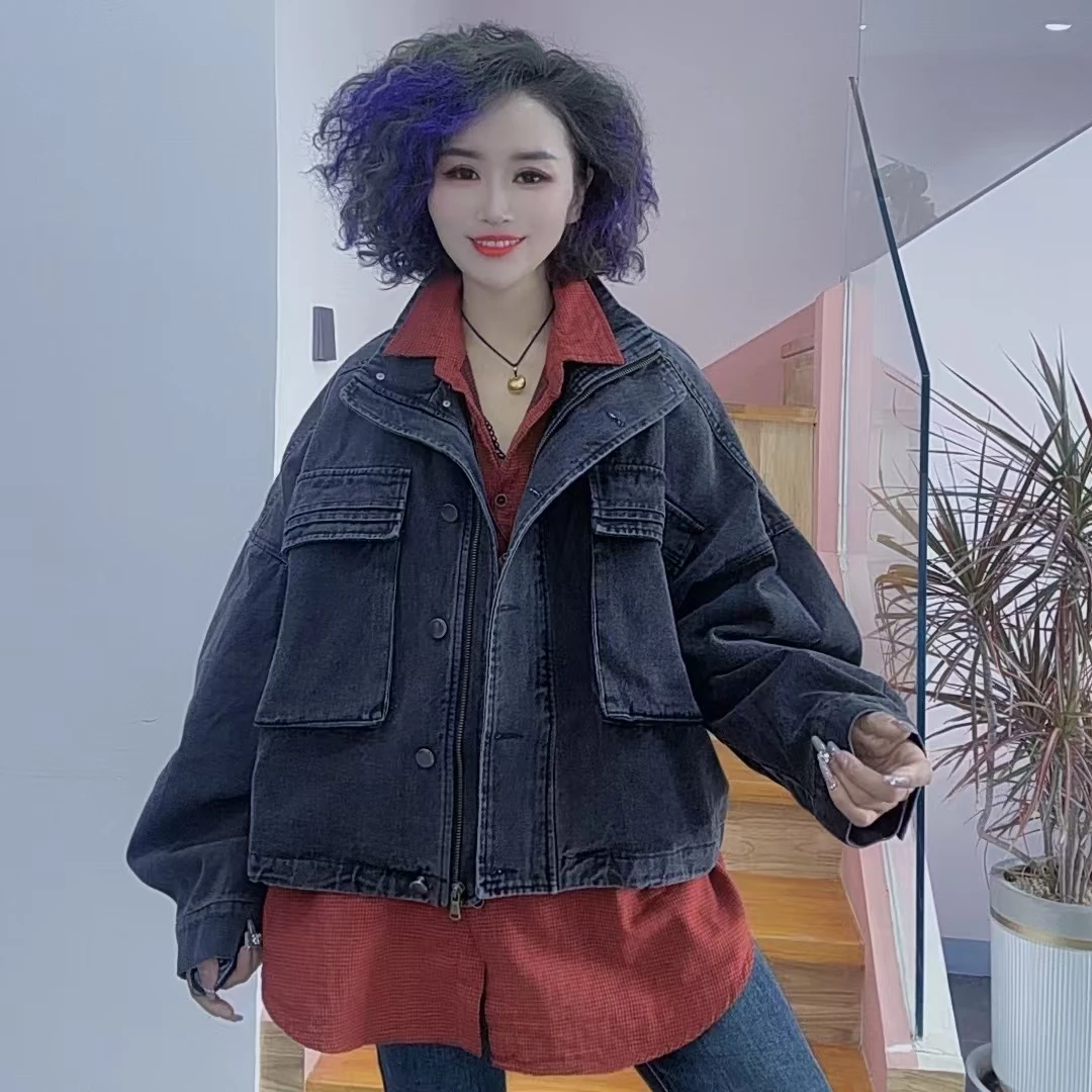 琦琦家2024新款时尚百搭复古风休闲牛仔短外套
