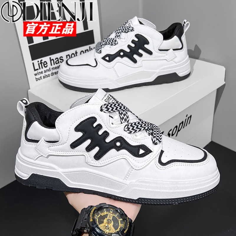 狄恩纪春季休闲板鞋男鞋百搭运动高级感厚底防滑内增高老爹潮鞋