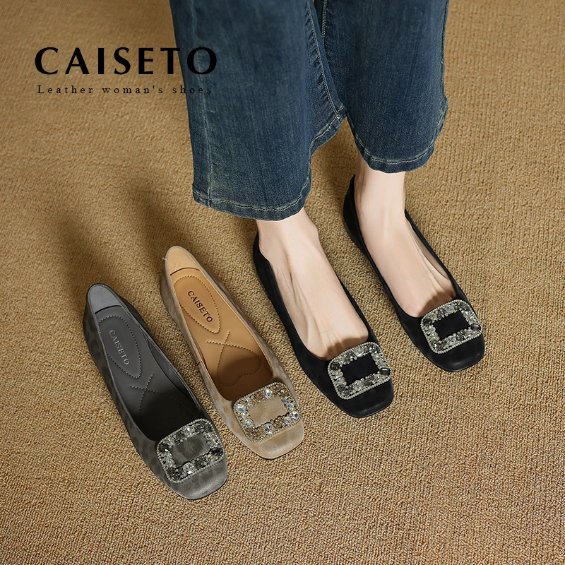 头层羊皮/2CM时尚百搭休闲气质施华洛钻女鞋单鞋25D013