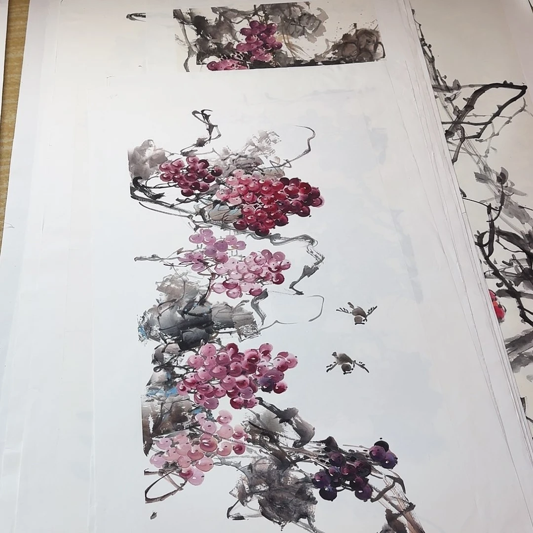 国画三尺整纸手绘作品