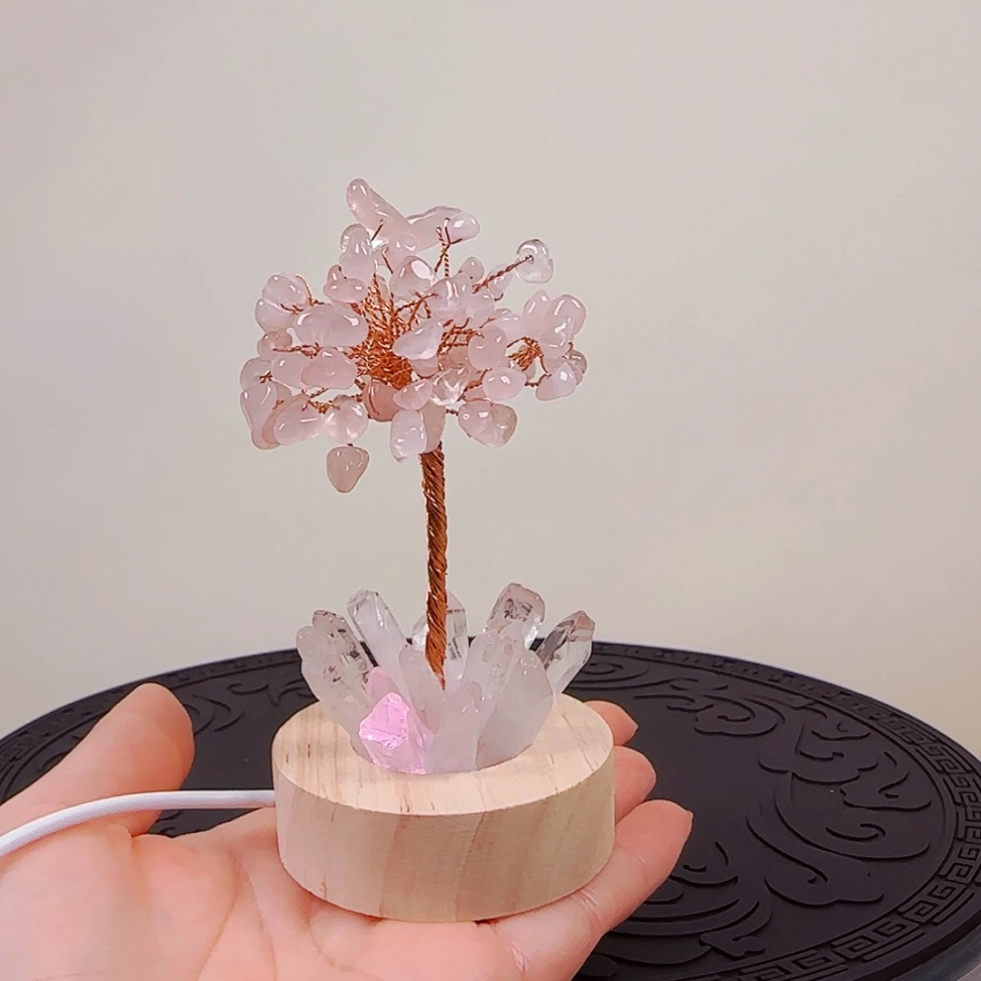 木粉水晶发财树小夜灯