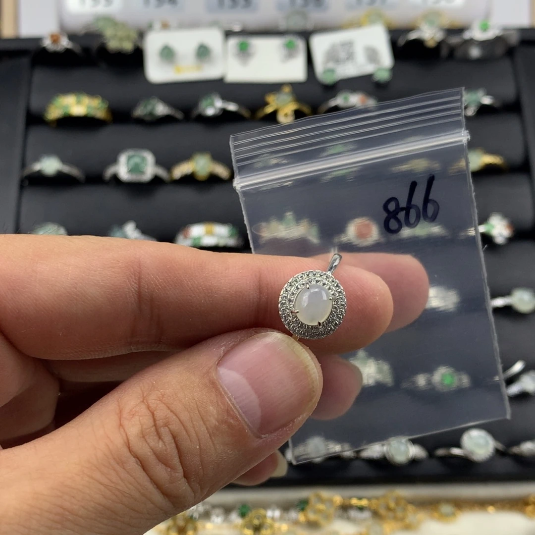 翡翠银S925镶嵌戒指866