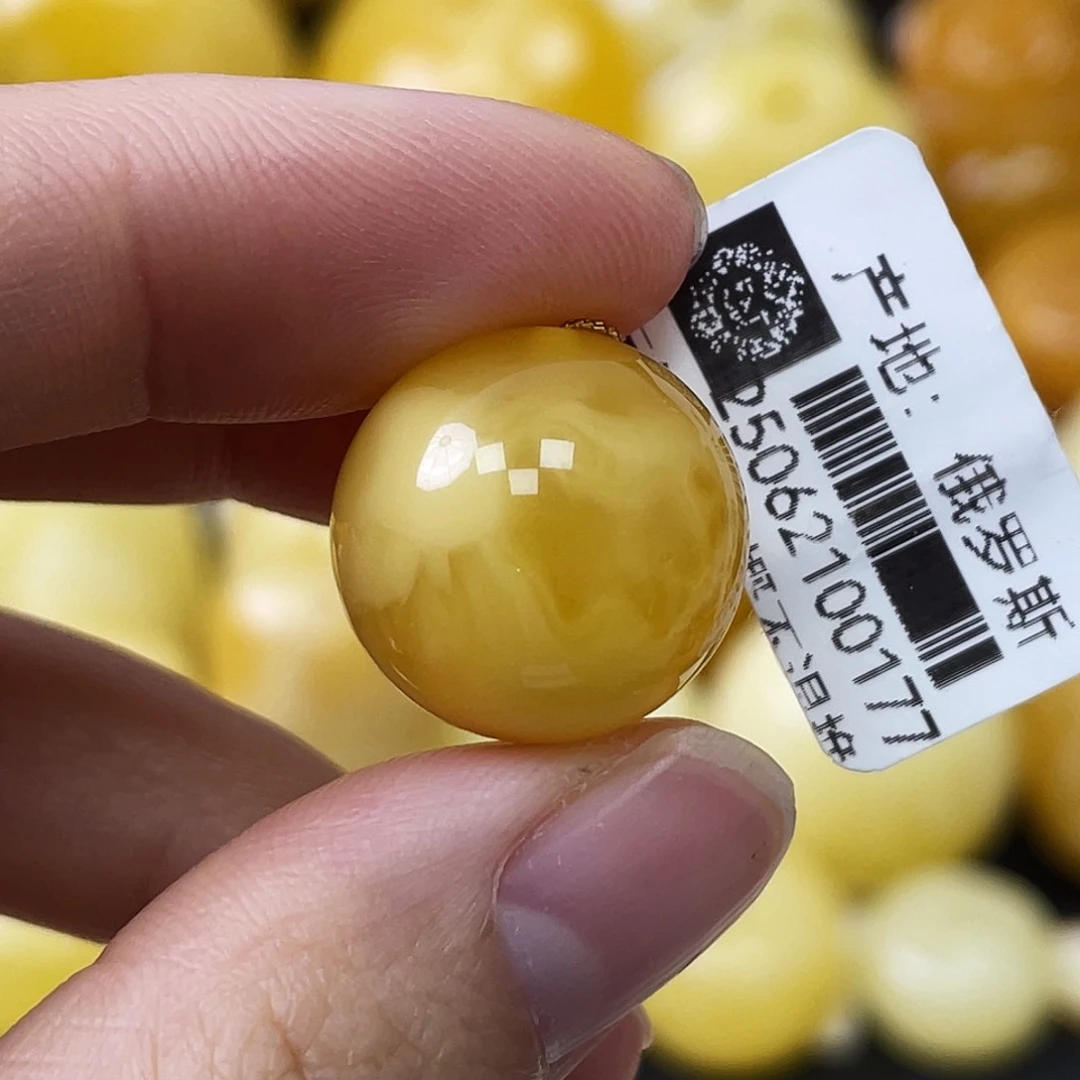 蜜蜡未镶嵌珠宝奇石17.1mm金白浓蜡溶洞妖花 瑕