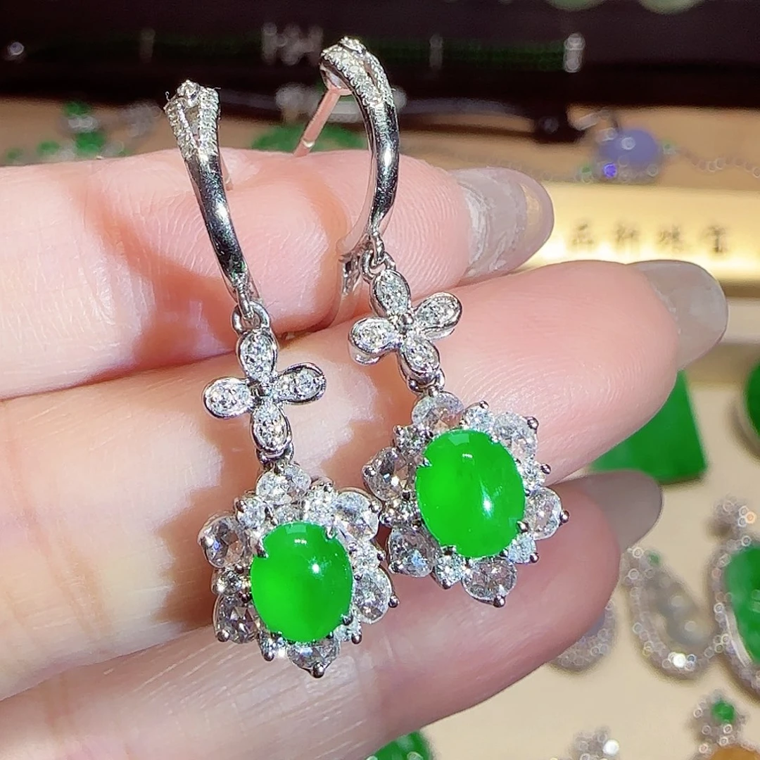 翡翠18K金镶嵌耳饰