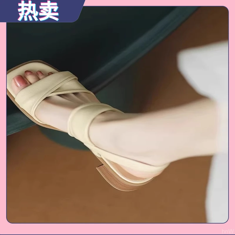 法式复古方头凉鞋女夏外穿2025新款仙女风配裙子绝美粗高跟罗马鞋