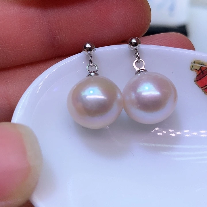 银S925镶嵌耳饰淡水珍珠
