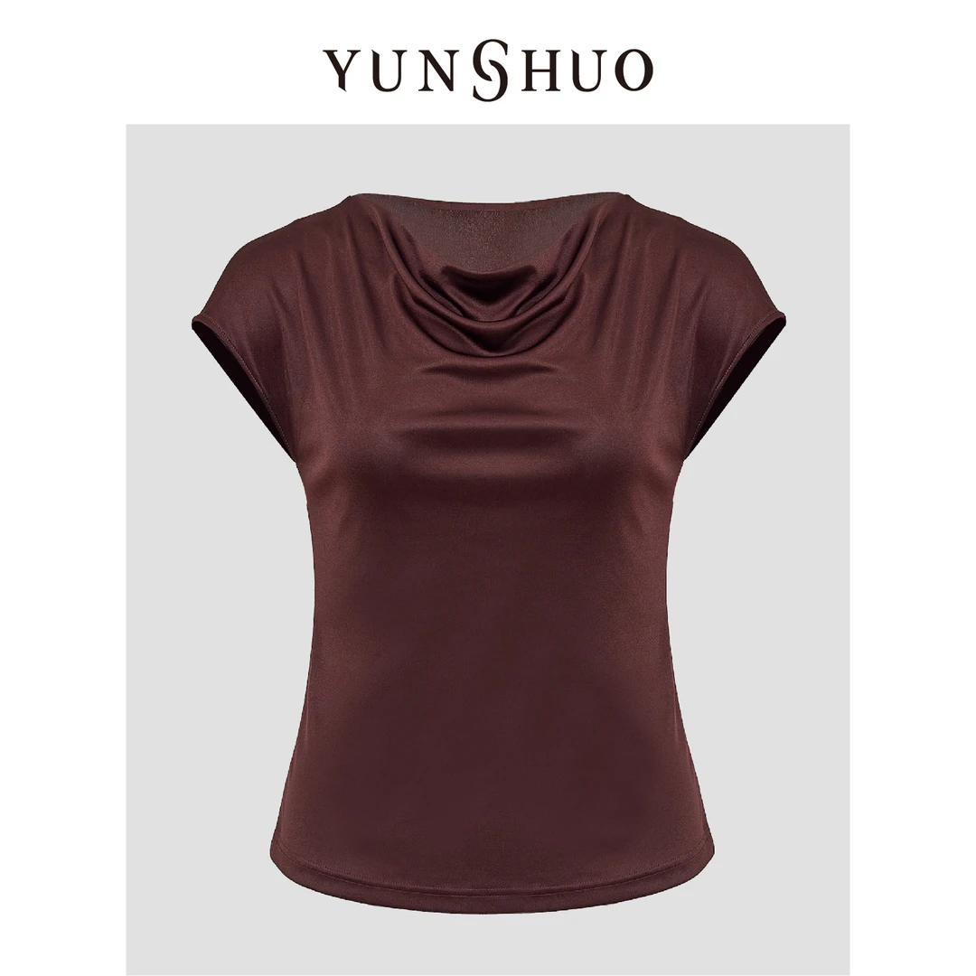 允硕新品时尚百搭休闲透气纯色圆领春夏粉色夏套头毛衫345173