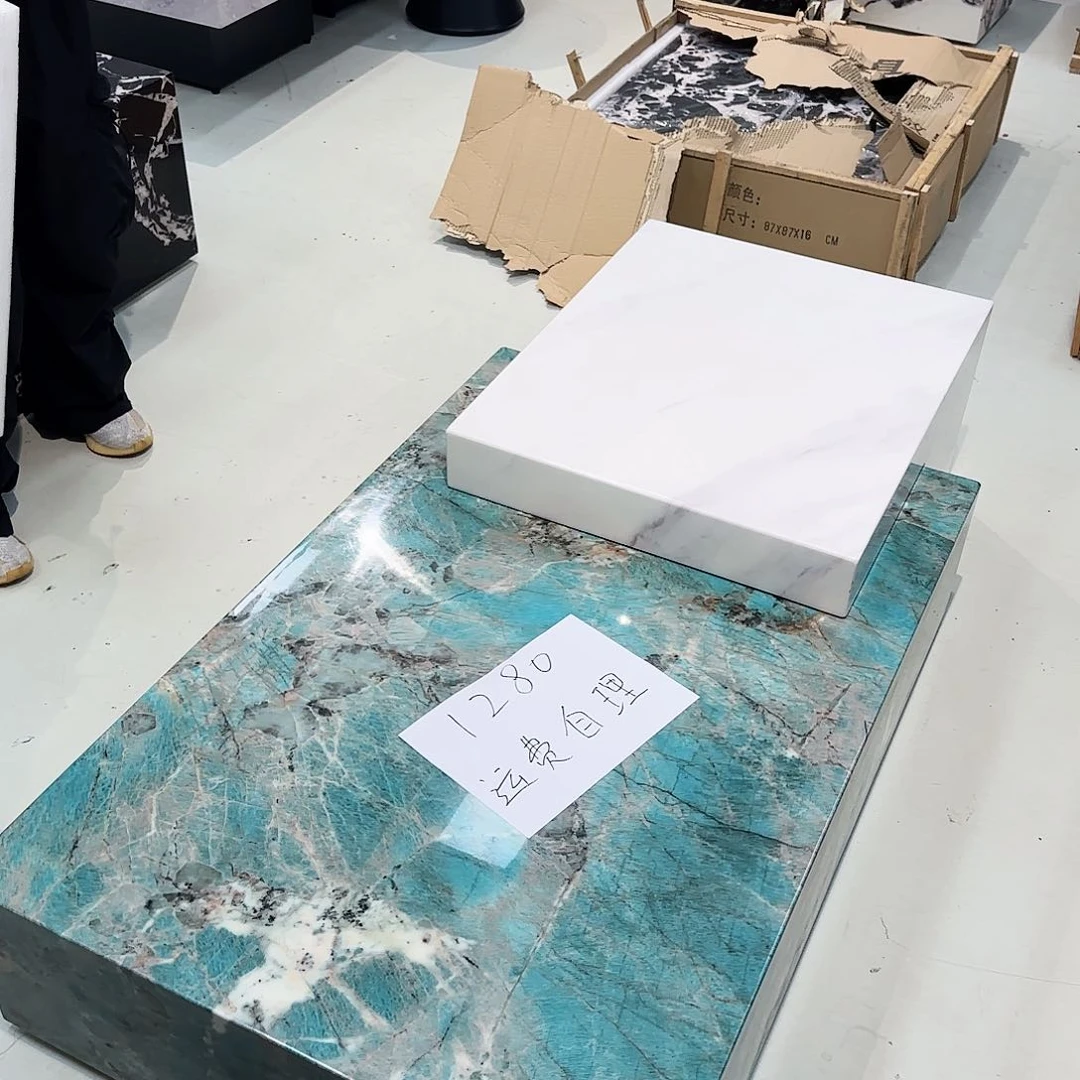 大理石落地高低组合7字型茶几 运费自理