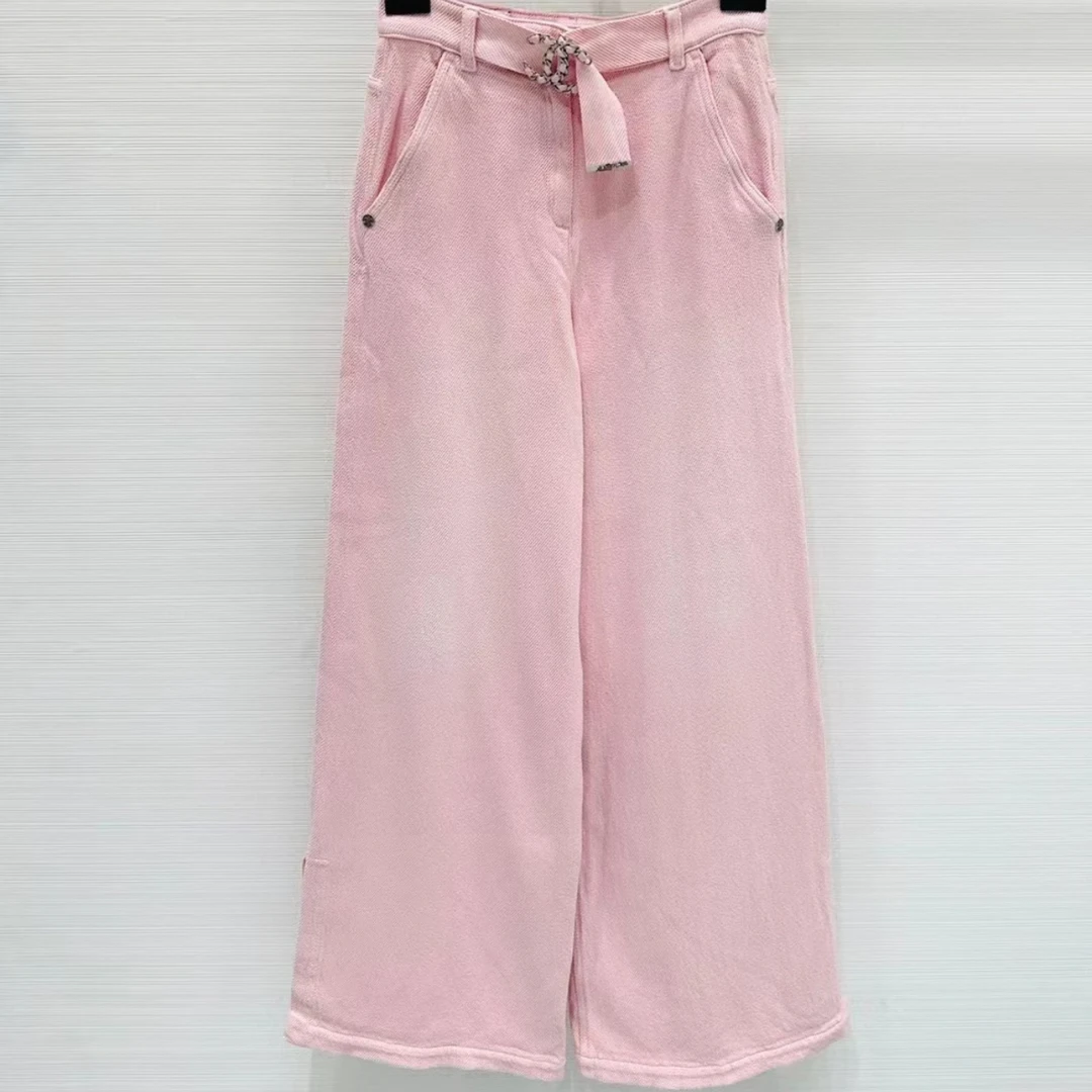 99新 Chanel/香奈儿 19P做旧粉色牛仔裤36码