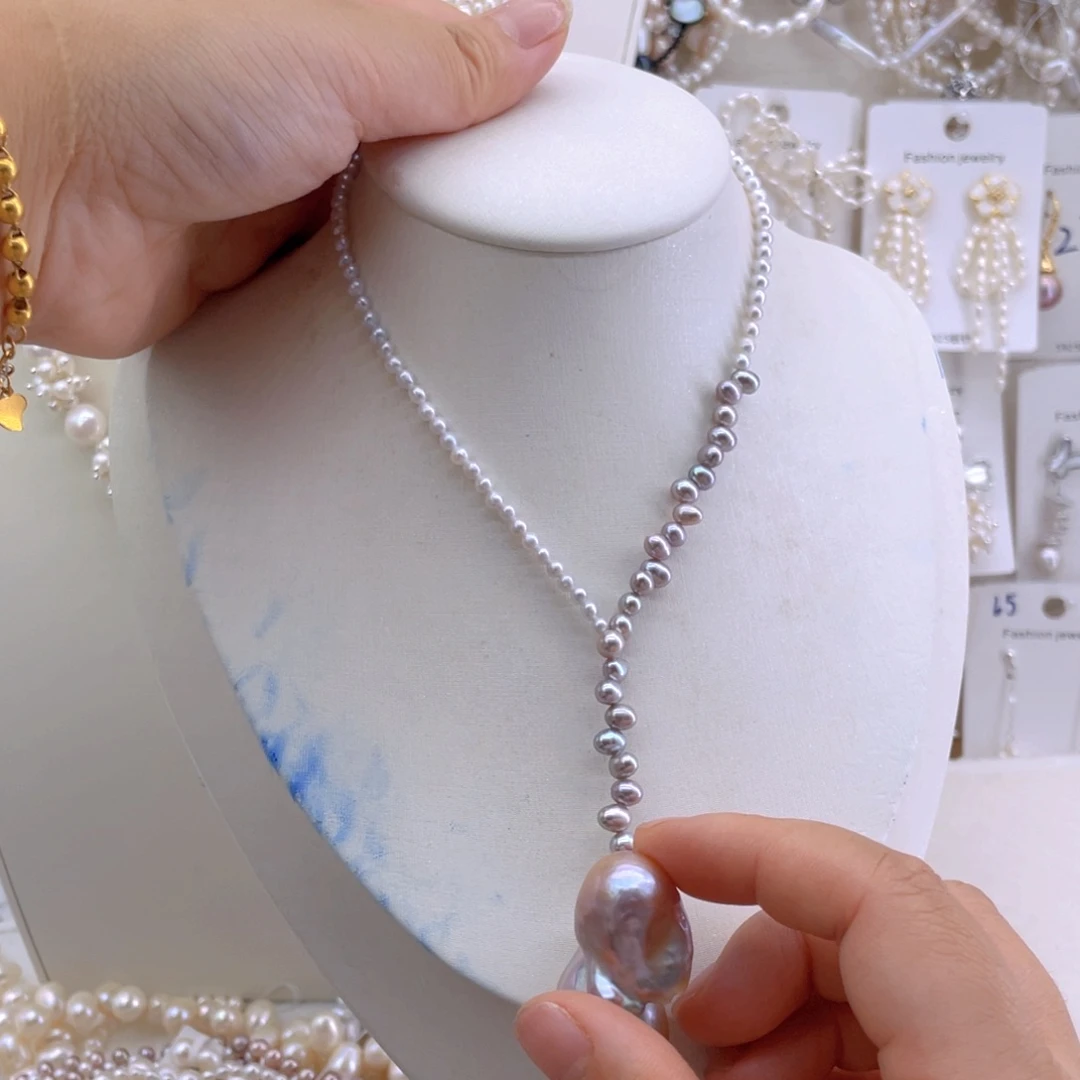未镶嵌项链淡水珍珠a****?