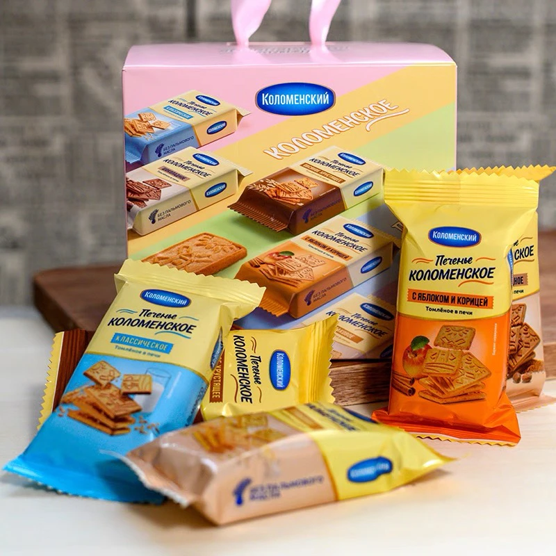 俄罗斯原装进口炫彩礼盒装卡洛姆思牌多口味饼干365克手礼小礼品